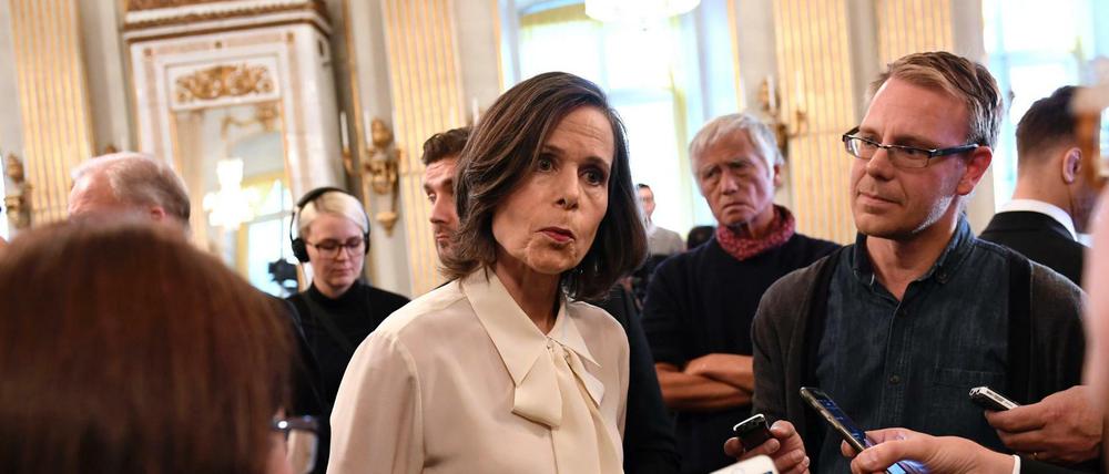 Sara Danius, die Ständige, inzwischen auch zurückgetretene Sekretärin der Schwedischen Akademie, der Jury für den Literatur-Nobelpreis, am Tag, als Bob Dylan den Literaturnobelpreis zugesprochen bekam.