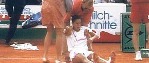 Monica Seles nach dem Messerangriff beim Hamburger Rothenbaum