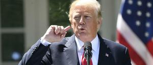 US-Präsident Trump bei einer Pressekonferenz vor dem Weißen Haus.