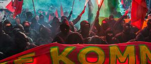 Revolutionäre Demonstranten in Berlin. 