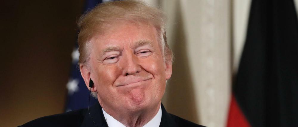 "Wir sind ein sehr starkes Land": Donald Trump während der Pressekonferenz mit Angela Merkel in Washington D.C.