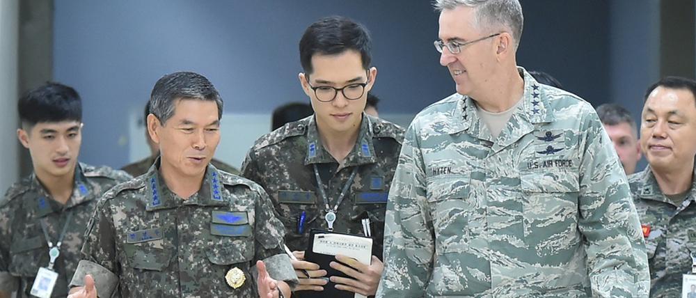 Amerikanische und südkoreanische Soldaten bei einer gemeinsamen Militärübung im vergangenen Jahr. 