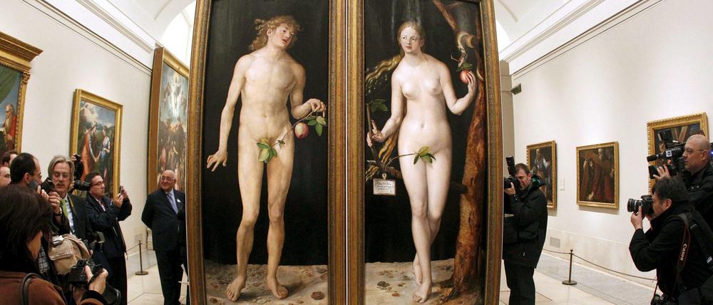 Berühmtes Paar. Adam und Eva, hier in einer Version von Albrecht Dürer im Museo del Prado in Madrid.