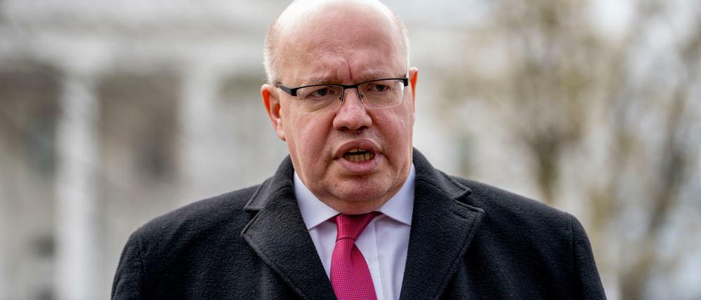 Peter Altmaier (CDU), Bundesminister für Wirtschaft und Energie, gibt bei seinem USA-Besuch im März eine Pressekonferenz.