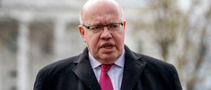 Peter Altmaier (CDU), Bundesminister für Wirtschaft und Energie, gibt bei seinem USA-Besuch im März eine Pressekonferenz.