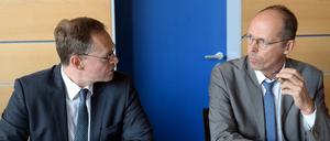 Tischtuch zerschnitten? Berlins Regierender Bürgermeister Michael Müller (SPD) und Partei-Vize Mark Rackles (r).