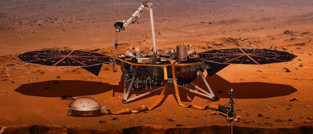 Die Computer-Visualisierung der Nasa zeigt den Lander "InSight".