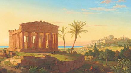 Klenze schenkt Lepsius sein Gemälde „Der Concordia-Tempel von Agrigento“ (1857), die Nachfahren von Lepsius überließen das Werk jetzt der Alten Nationalgalerie. 