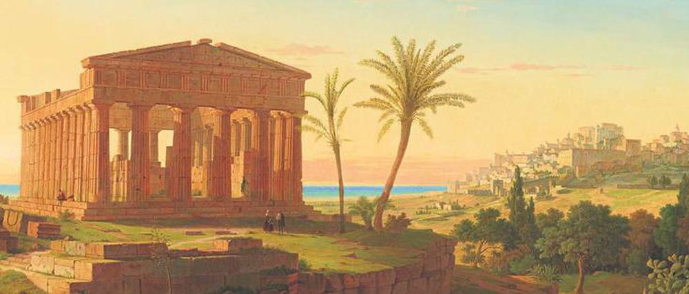 Klenze schenkt Lepsius sein Gemälde „Der Concordia-Tempel von Agrigento“ (1857), die Nachfahren von Lepsius überließen das Werk jetzt der Alten Nationalgalerie.