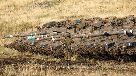 Israelische Panzer auf den von Israel besetzten Golanhöhen.