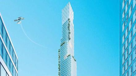 Berliner Spitze. Dieser Hochhaus-Entwurf stammt von Architekt Christoph Langhof.