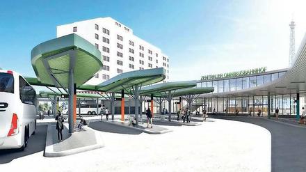 Schöner ankommen. Der neue Zentrale Omnibusbahnhof (ZOB). Simulation: Architekten Die Brücke/J. Washington