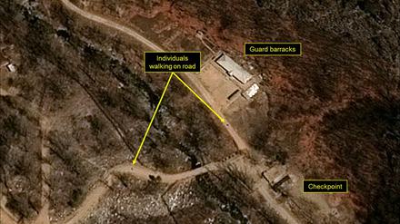 Das Satellitenfoto zeigt ein Atomwaffen-Testgelände in Punggye-ri im gebirgigen Nordosten Nordkoreas. 