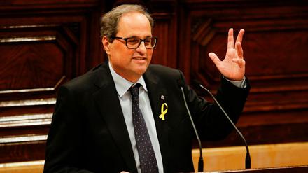 Quim Torra, Separatist in Katalonien  / AFP PHOTO / PAU BARRENA