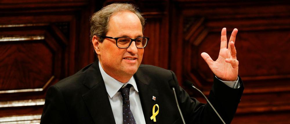 Quim Torra, Separatist in Katalonien  / AFP PHOTO / PAU BARRENA