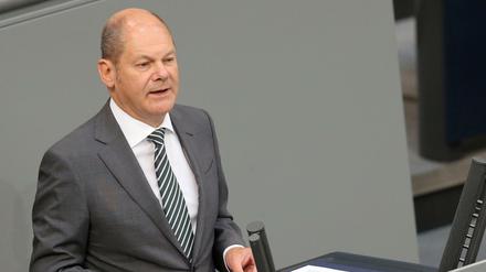 Olaf Scholz (SPD), Bundesfinanzminister spricht im Deutschen Bundestag 