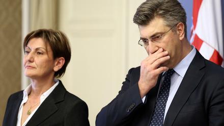 Treiben die Einführung des Euro voran: Wirtschaftsministerin Dalic und Regierungschef Plenkovic.