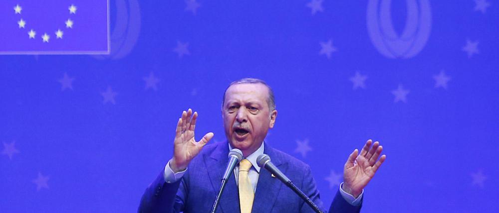In Deutschland durfte Erdogan nicht auftreten. Heute wandte er sich in Sarajevo an Tausende Auslandstürken.