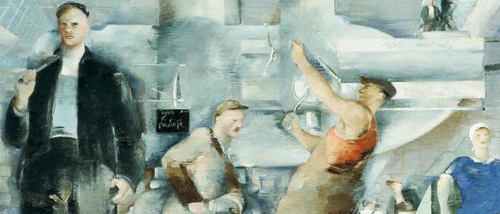 Solange unser Arm es will. Pjotr Wladimirowitsch Williams’ Gemälde „Montage der Produktionshalle“ (1932, Ausschnitt).