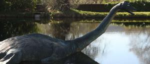 Eine Nessie-Figur steht im schottischen Hochland bei Inverness. (Symbolbild)