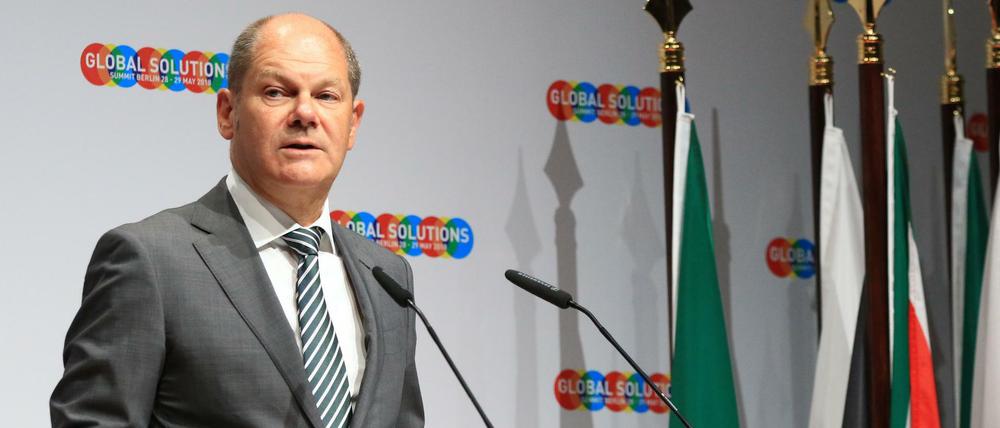 Olaf Scholz, Vize-Kanzler und Bundesminister für Finanzen spricht beim Global Solutions Summit 2018 in Berlin-Mitte.