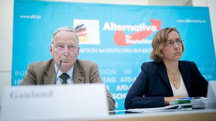 Fraktionschef Alexander Gauland und Innenpolitikerin Beatrix von Storch bei der Vorstellung des Antrags.