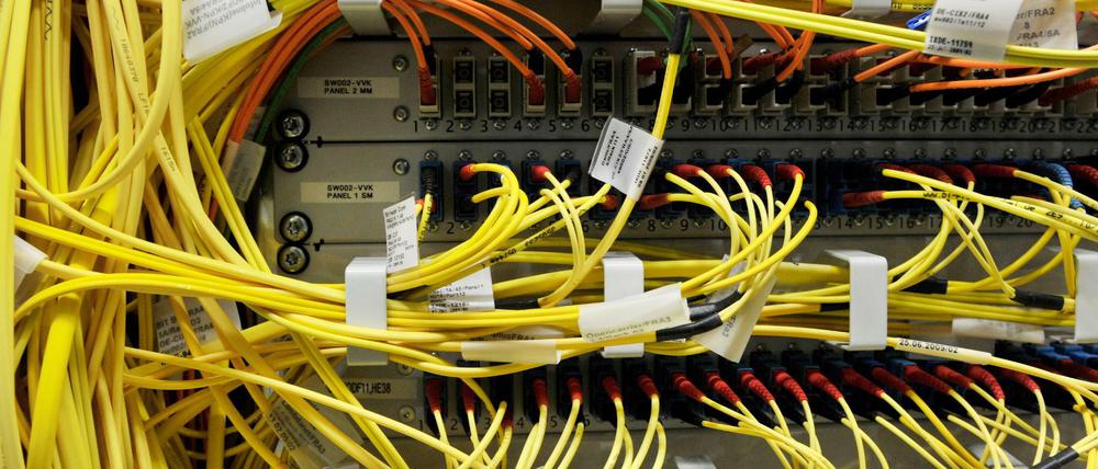 Internet-Knotenpunkt: Kabel in der Firma De-Cix in Frankfurt am Main