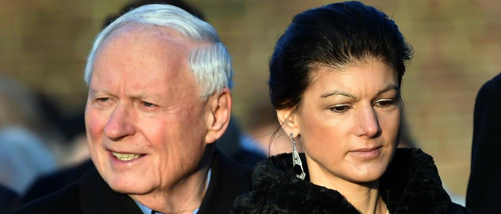 Die Fraktionsvorsitzende der Partei Die Linke im Bundestag, Sahra Wagenknecht, und ihr Mann, Oskar Lafontaine. 