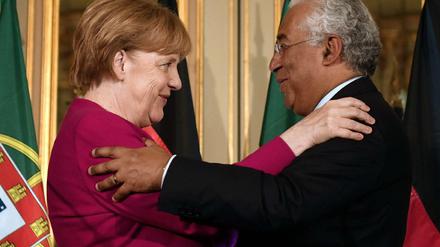Kanzlerin Angela Merkel und der portugiesische Ministerpräsident Antonio Costa am Donnerstag in Lissabon.