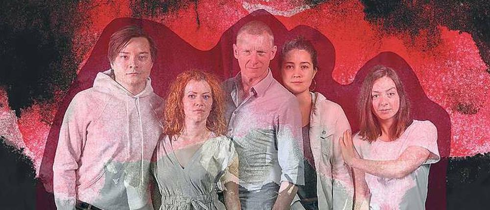Das Ensemble von Lutz Hübners und Sarah Nemitz’ Stück „Phantom (Ein Spiel)“.