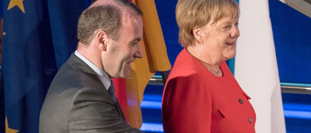 Bundeskanzlerin Angela Merkel (CDU) und EVP-Fraktionschef Manfred Weber (CSU).
