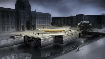 Entwurf der Choreographin Sasha Waltz und der Stuttgarter Szenografen Milla &amp; Partner für das in Berlin geplante Freiheits- und Einheitsdenkmal.
