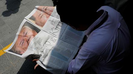 Bericht über den anstehenden Gipfel von Trump in Kim in einer Singapurer Zeitung 