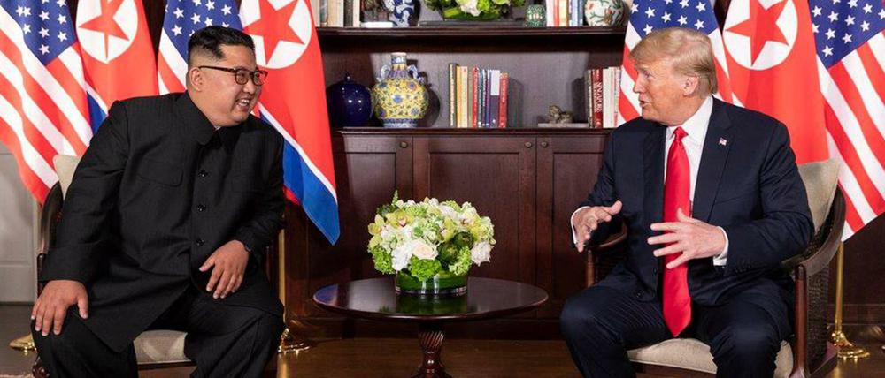 U.S.-Präsident Donald Trump und Nordkoreas Machthaber Kim Jong Un am Dienstag in Singapur.