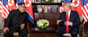 U.S.-Präsident Donald Trump und Nordkoreas Machthaber Kim Jong Un am Dienstag in Singapur.