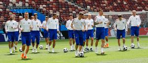 Abschlusstraining der Russen vor dem Spiel gegen Saudi-Arabien im Luschnikistadion in Moskau. 