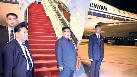 Hilfe aus Peking: Nordkoreas Machthaber Kim Jong Un reiste mit Flugzeugen von „Air China“ zum Gipfel nach Singapur. 