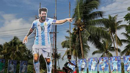 Auch dabei am dritten Spieltag: Messi. In Moskau aber nur lebensgroß.