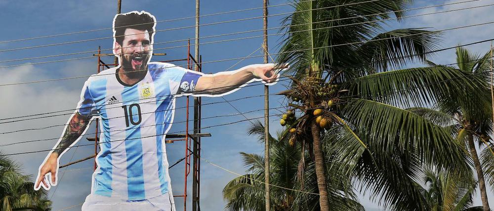 Auch dabei am dritten Spieltag: Messi. In Moskau aber nur lebensgroß.
