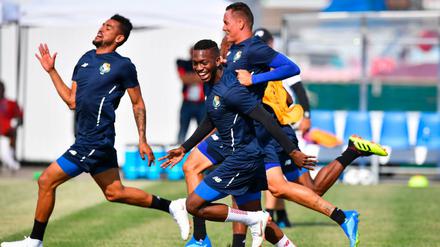 Vorfreude. Panamas Kicker starten gegen Belgien ins Turnier.