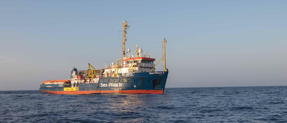 Das Rettungsschiff Sea-Watch 3. Von November 2017 bis Januar 2018 war es an der Rettung von ungefähr 1.500 Menschen beteiligt.