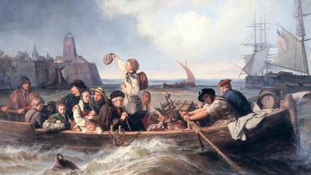 Ablegen ins Ungewisse. „Abschied der Auswanderer“, ein Gemälde von Antonie Volkmar aus dem Jahr 1860. 