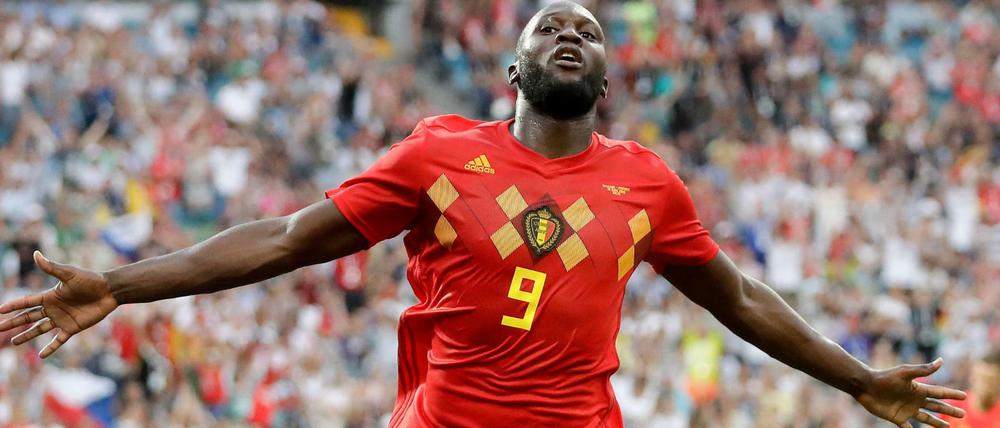 Belgiens Romelu Lukaku freut sich über seinen Treffer zum 3:0.