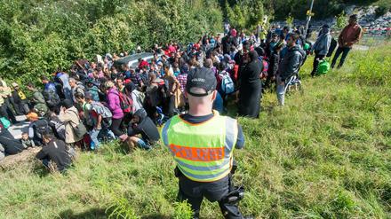 Flüchtlinge 2015 nahe der deutsch-österreichischen Grenze