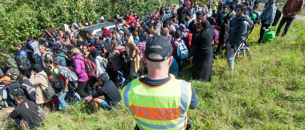Flüchtlinge 2015 nahe der deutsch-österreichischen Grenze