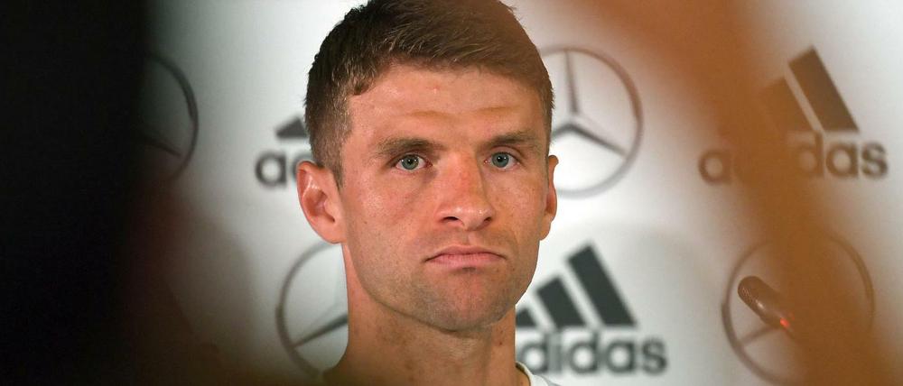 Nachdenklich. Thomas Müller bei der DFB-Pressekonferenz am Mittwoch.