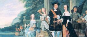 Pieter Cnoll und seine Familie, Batavia 1665: Pieters Frau, Cornelia van Niewenroode, Tochter eines niederländischen Diamantenhändlers und seiner japanischen Partnerin, war mit neun Jahren als Halbwaise allein aus Japan nach Batavia gekommen, um dort getauft zu werden. Diese Taufe war die Voraussetzung, um als Tochter ihres verstorbenen Vaters legalisiert zu werden. Ihre Mutter sah sie nie wieder. Ihre Herkunft war kein Hindernis für eine hochrangige Eheschließung und eine Karriere ihres Mannes in der niederländischen Ostindien-Kompanie. Das Gemälde von Jacob Coeman (1632–1676) aus dem Jahr 1665 trägt den Titel „Pieter Cnoll, Cornelia van Nijenrode und ihre Töchter“.
