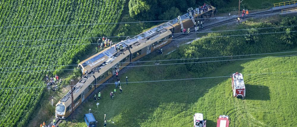 Der Nahverkehrszug der Mariazellerbahn mit etwa 80 Fahrgästen war um kurz nach 7 Uhr in Niederösterreich entgleist.