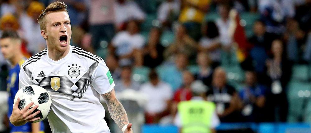 Nur Mut. Marco Reus (l.) will auch gegen Südkorea wieder jubeln.