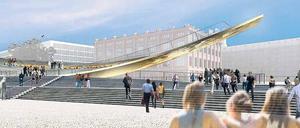 Standort Schlossfreiheit, mit der Bauakademie im Hintergrund. Das Geld für den Baubeginn der Einheitswippe wurde am Mittwoch nicht freigegeben.